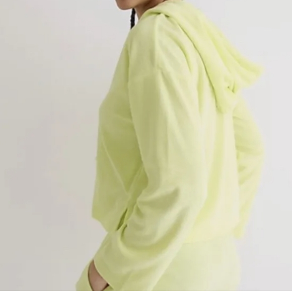 J. Crew Yellow Towel Terry Soft Shorts & Hoddie Sz L - Picture 2 of 5